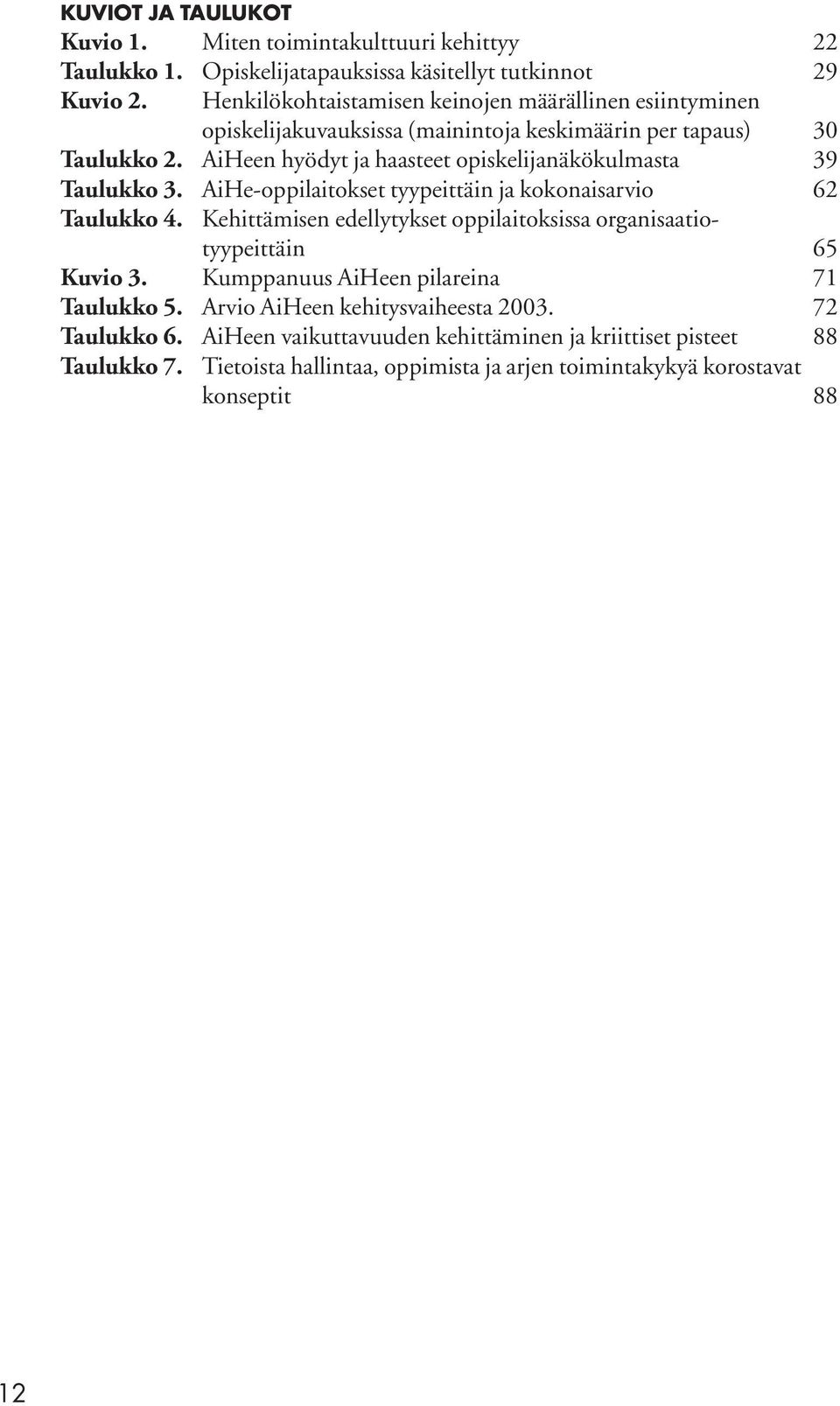 AiHeen hyödyt ja haasteet opiskelijanäkökulmasta 39 Taulukko 3. AiHe-oppilaitokset tyypeittäin ja kokonaisarvio 62 Taulukko 4.