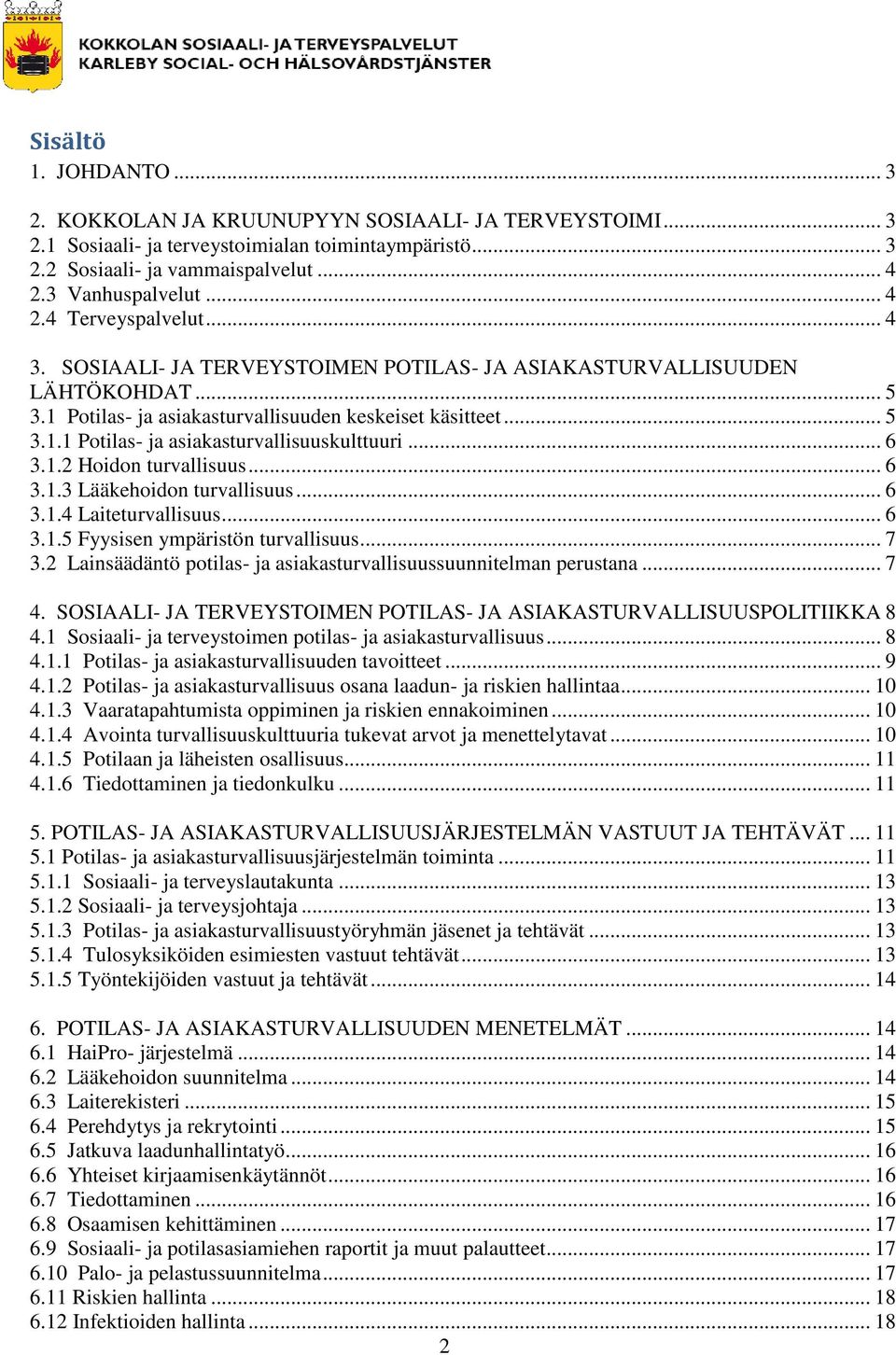 .. 6 3.1.2 Hoidon turvallisuus... 6 3.1.3 Lääkehoidon turvallisuus... 6 3.1.4 Laiteturvallisuus... 6 3.1.5 Fyysisen ympäristön turvallisuus... 7 3.