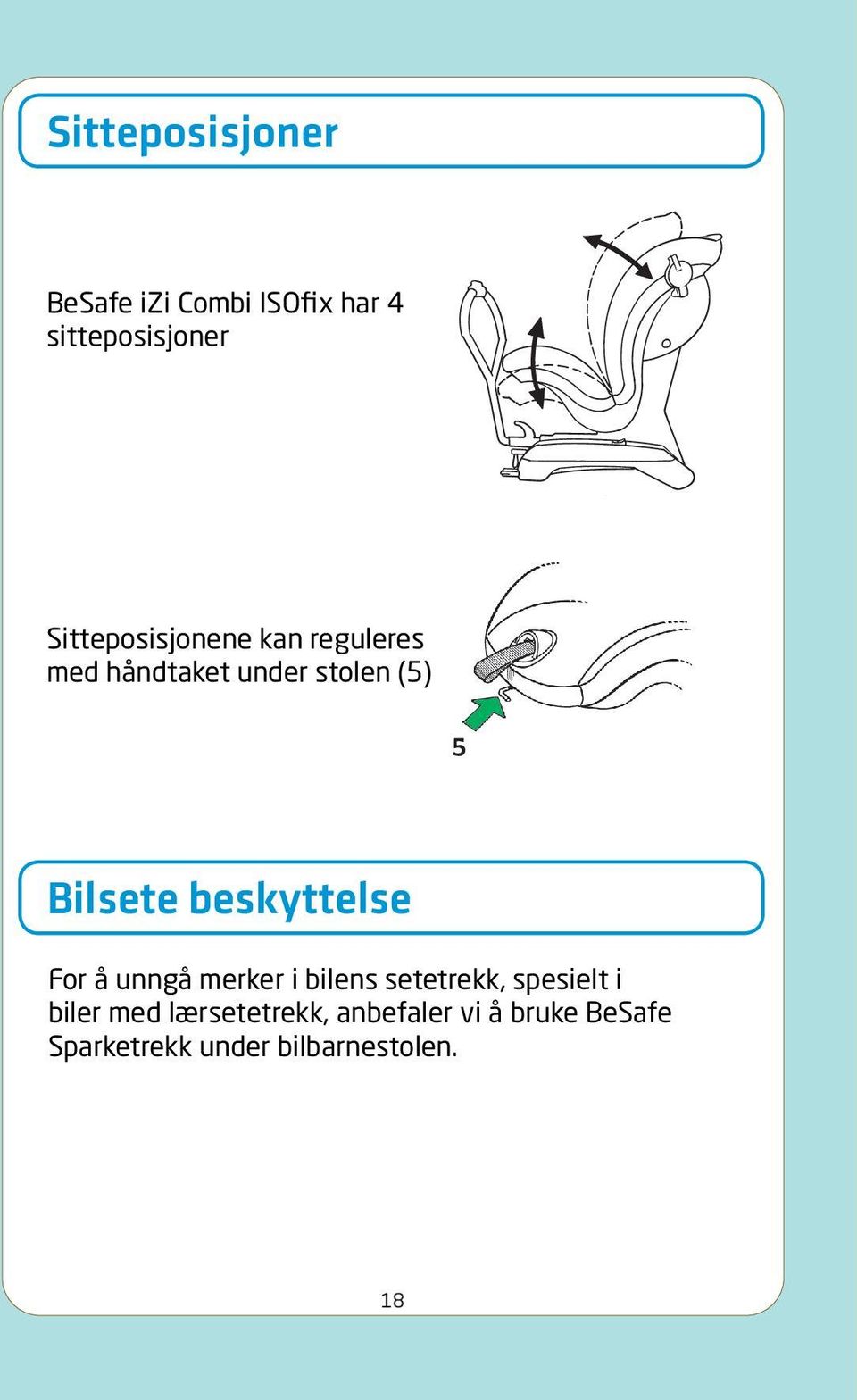 Bilsete beskyttelse For å unngå merker i bilens setetrekk, spesielt i
