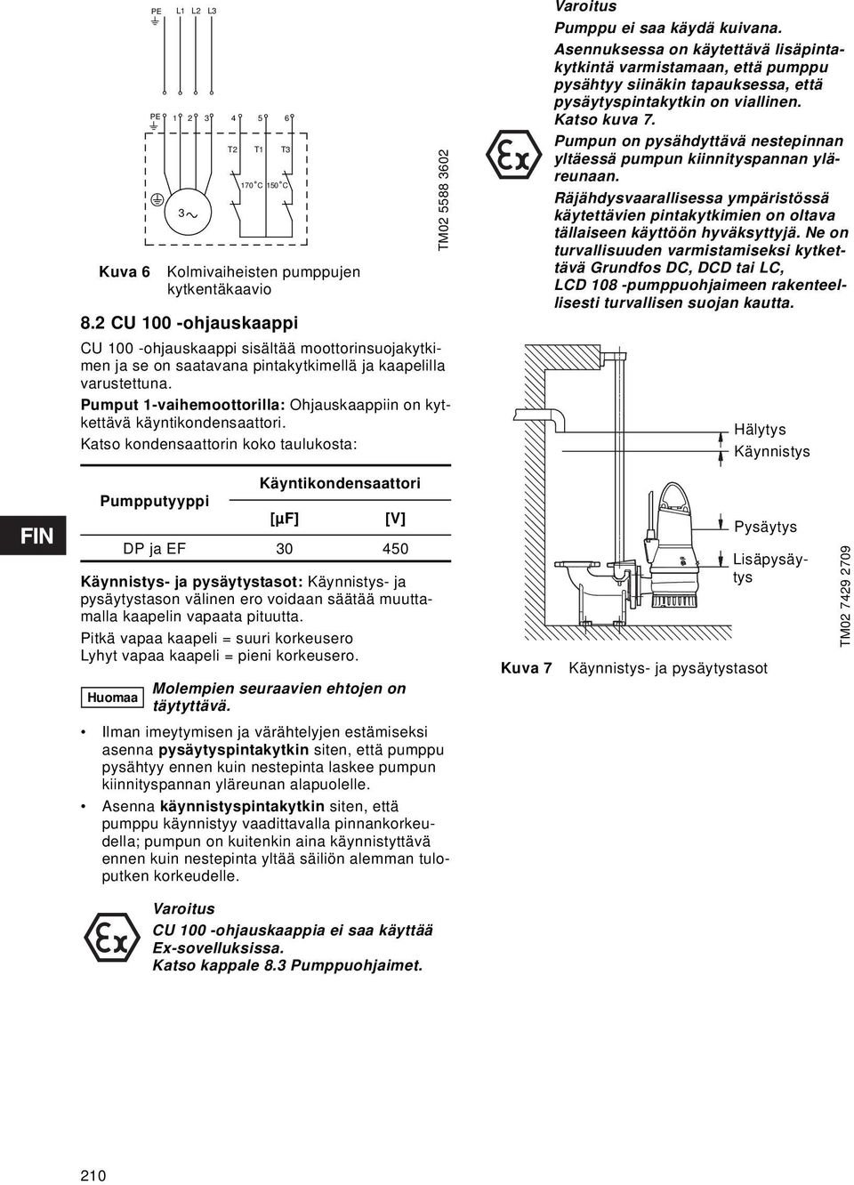 2 CU 100 -ohjauskaappi CU 100 -ohjauskaappi sisältää moottorinsuojakytkimen ja se on saatavana pintakytkimellä ja kaapelilla varustettuna.