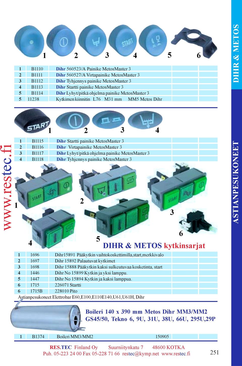 fi B Dihr Startti painike MetosMaster B Dihr Virtapainike MetosMaster B7 Dihr Lyhyt/pitkä ohjelma painike MetosMaster B8 Dihr Tyhjennys painike Tilaus MetosMaster No 9 Dihr89 Pääkytkin