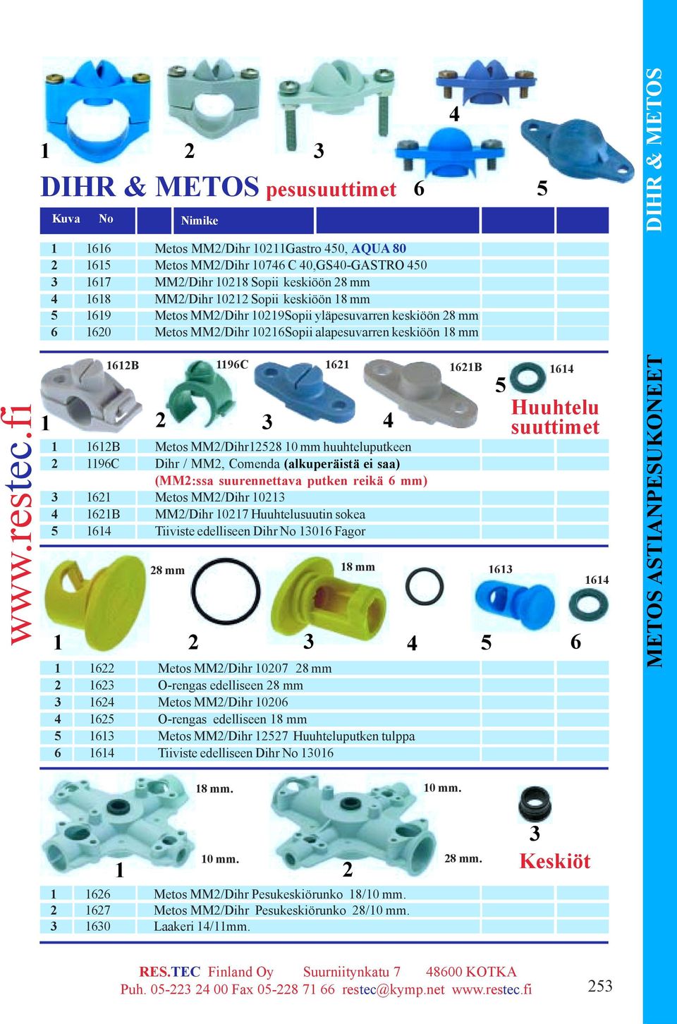 yläpesuvarren keskiöön 8 mm 0 Metos MM/Dihr 0Sopii alapesuvarren keskiöön 8 mm B Metos MM/Dihr8 Tilaus 0 No mm huuhteluputkeen 9C Dihr / MM, Comenda (alkuperäistä ei saa) (MM:ssa suurennettava putken