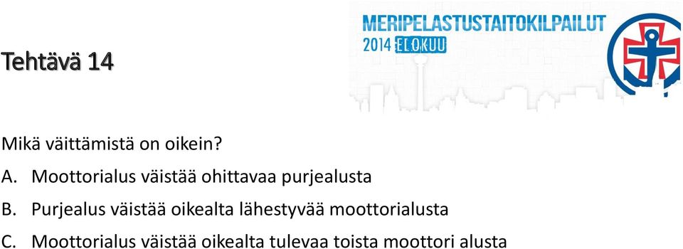 Purjealus väistää oikealta lähestyvää