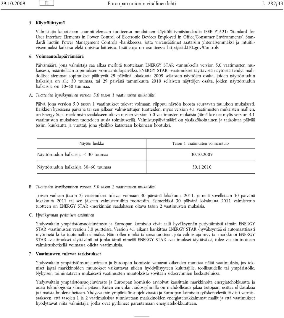 in Office/Consumer Environments. Standardi luotiin Power Management Controls -hankkeessa, jotta virransäätimet saataisiin yhtenäisemmäksi ja intuitiivisemmaksi kaikissa elektronisissa laitteissa.