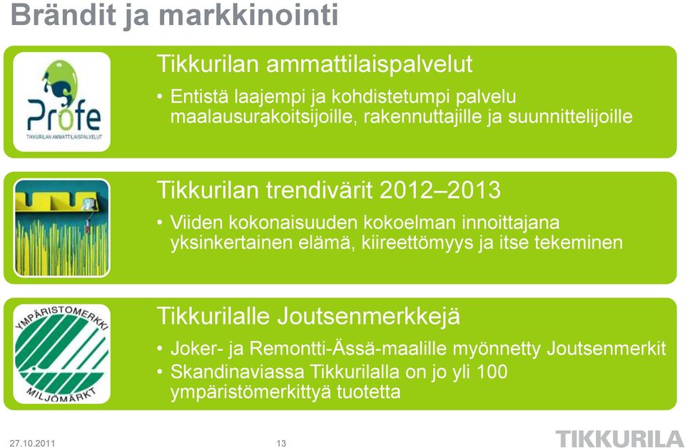 kokoelman innoittajana yksinkertainen elämä, kiireettömyys ja itse tekeminen Tikkurilalle Joutsenmerkkejä Joker-