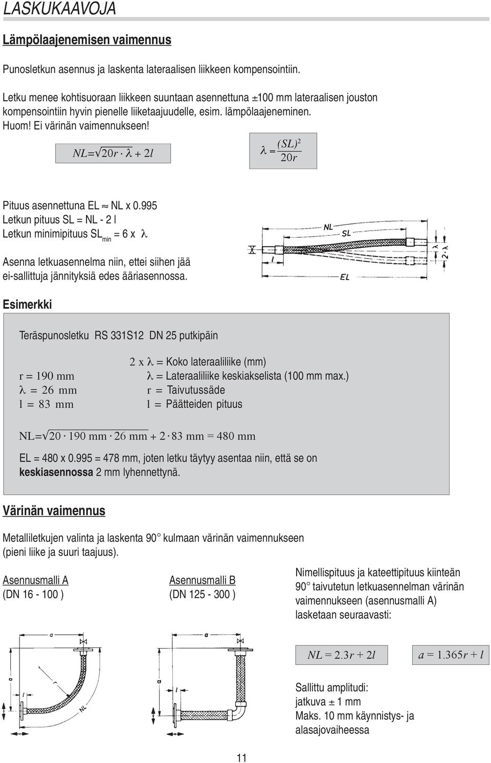 NL= 20r λ + 2l λ = (SL)2 20r Pituus asennettuna EL NL x 0.