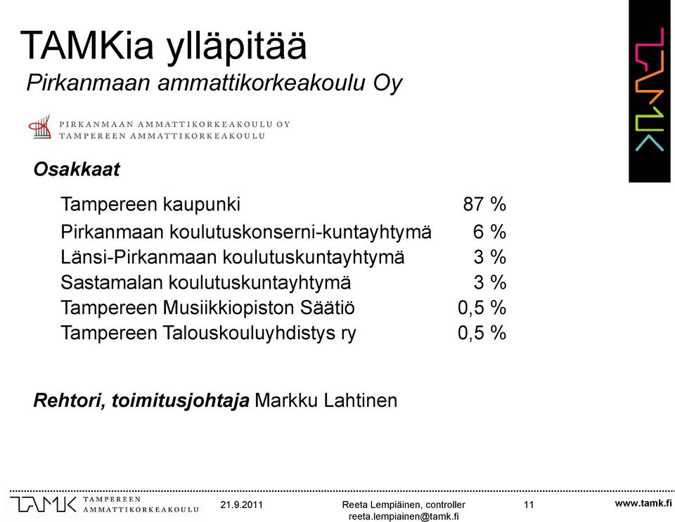 koulutuskuntayhtymä 3 % Sastamalan koulutuskuntayhtymä 3 % Tampereen