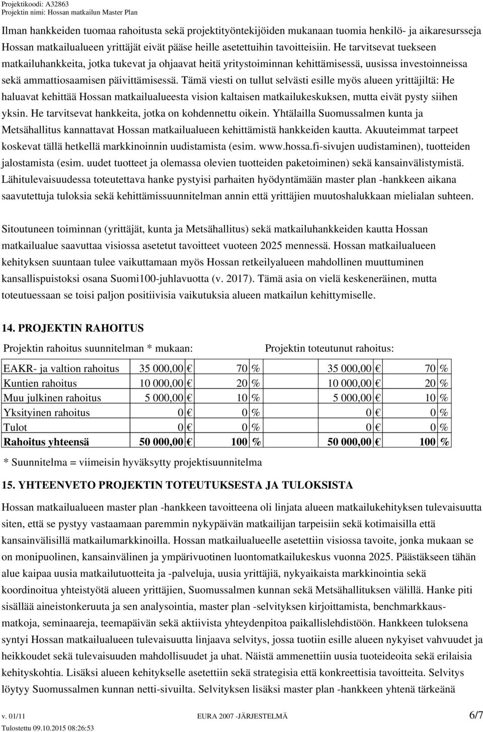 Tämä viesti on tullut selvästi esille myös alueen yrittäjiltä: He haluavat kehittää Hossan matkailualueesta vision kaltaisen matkailukeskuksen, mutta eivät pysty siihen yksin.
