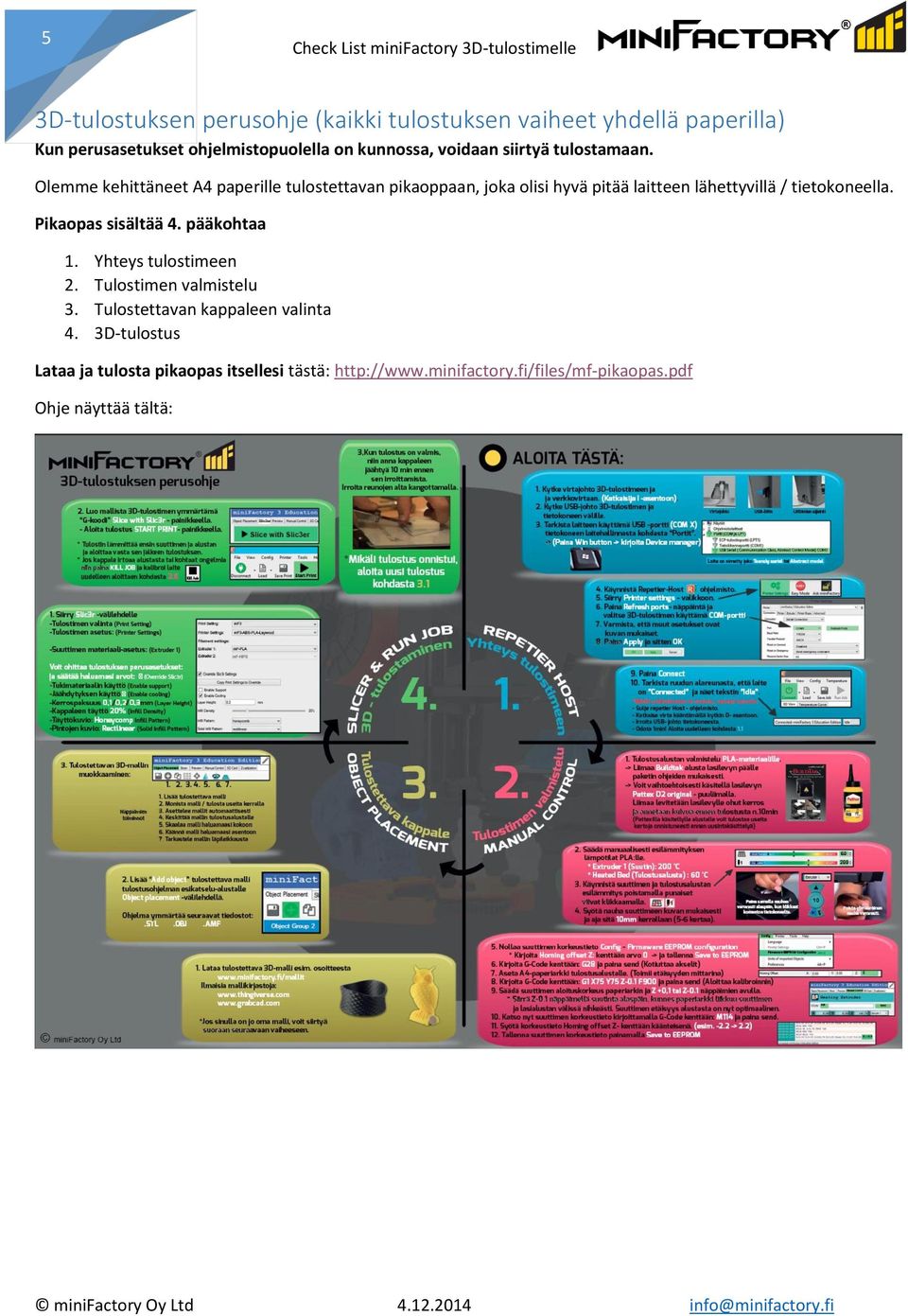 Olemme kehittäneet A4 paperille tulostettavan pikaoppaan, joka olisi hyvä pitää laitteen lähettyvillä / tietokoneella.