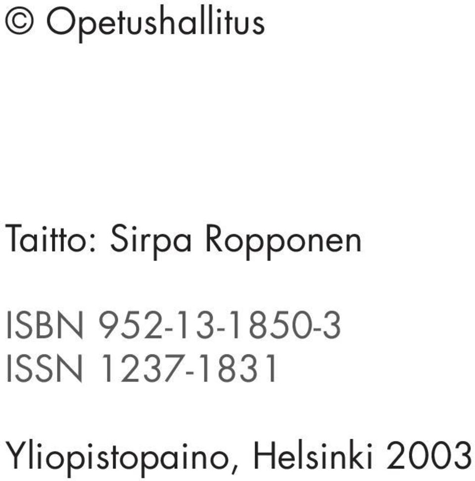 952-13-1850-3 ISSN