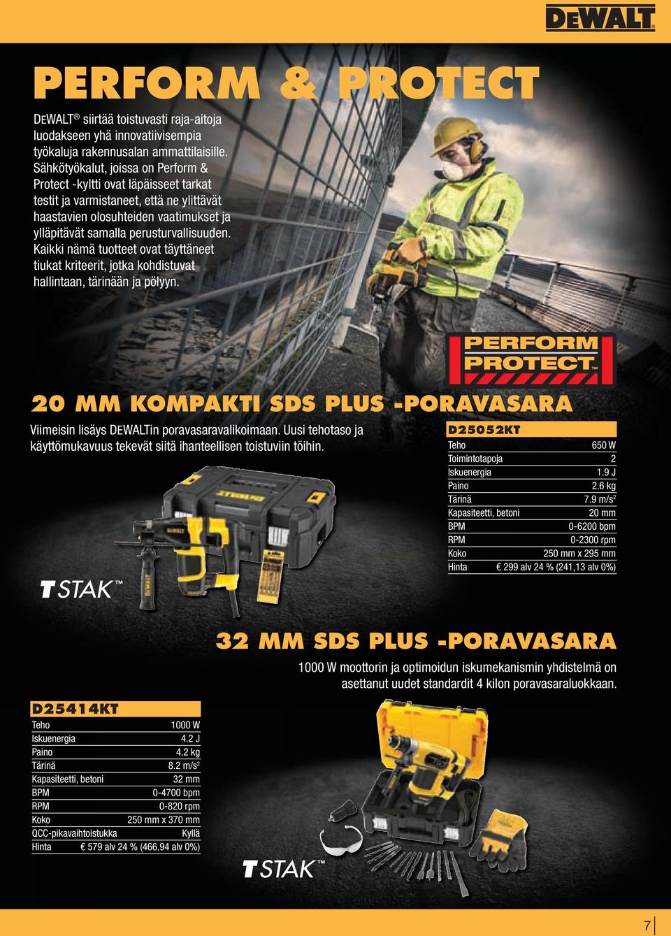 Kaikki nämä tuotteet ovat täyttäneet tiukat kriteerit, jotka kohdistuvat hallintaan, tärinään ja pölyyn. 20 MM KOMPAKTI SDS PLUS -PORAVASARA Viimeisin lisäys DEWALTin poravasaravalikoimaan.