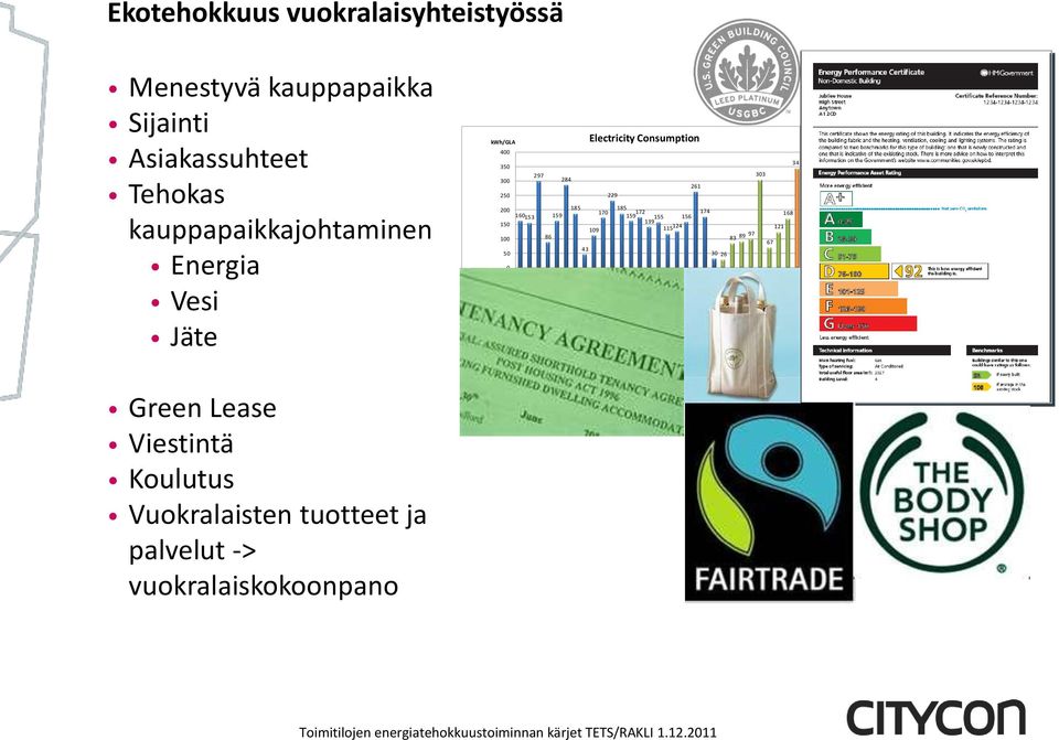 vuokralaisyhteistyössä Menestyvä kauppapaikka Sijainti Asiakassuhteet Tehokas kauppapaikkajohtaminen Energia Vesi Jäte kwh/gla 400 350 300 250 297 200 160 153 150 100 50 0 86 159 284 185 43