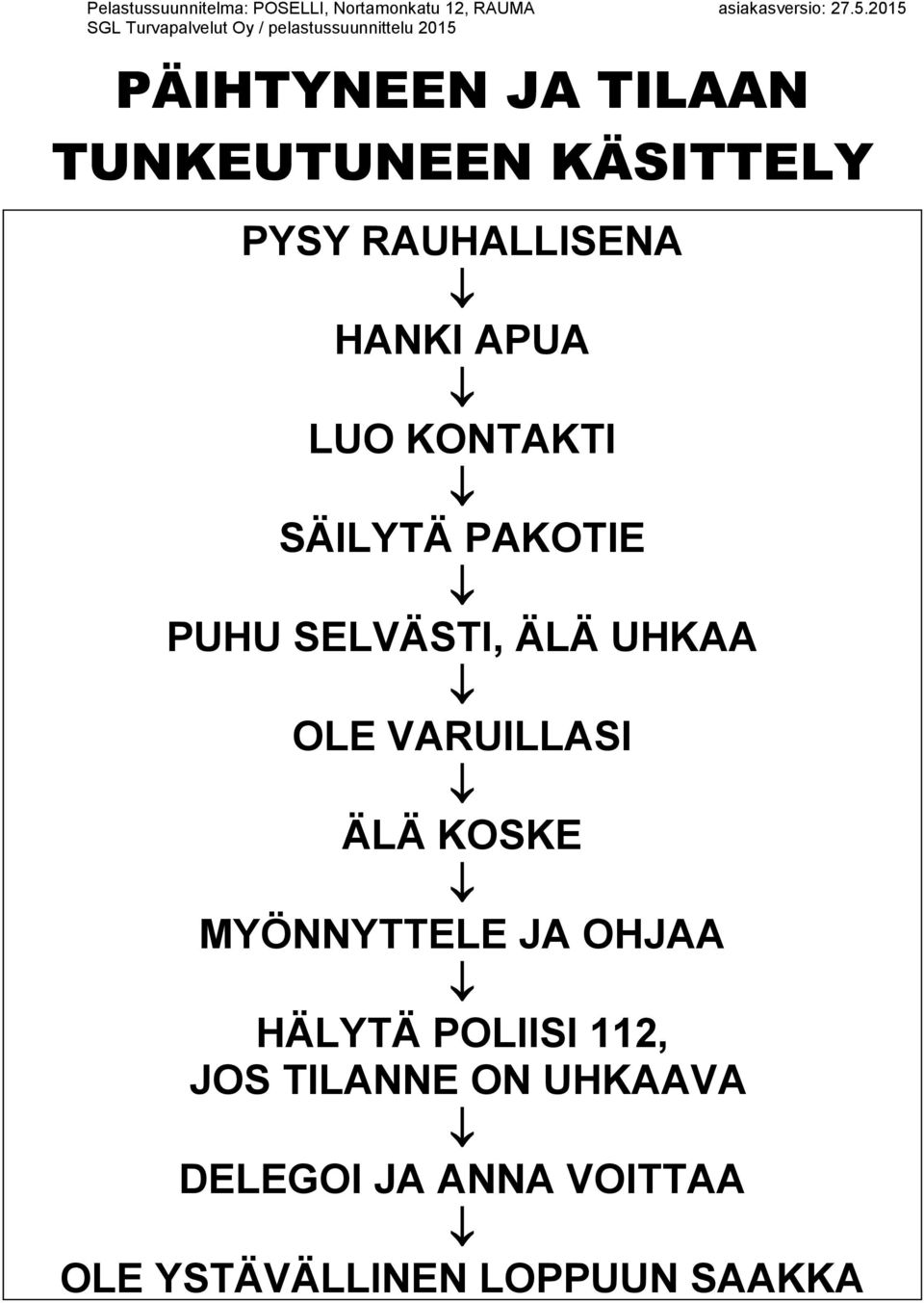 VARUILLASI ÄLÄ KOSKE MYÖNNYTTELE JA OHJAA HÄLYTÄ POLIISI 112, JOS