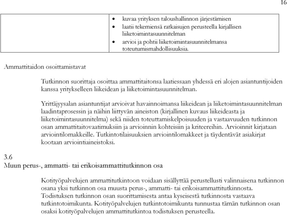 Yrittäjyysalan asiantuntijat arvioivat havainnoimansa liikeidean ja liiketoimintasuunnitelman laadintaprosessin ja näihin liittyvän aineiston (kirjallinen kuvaus liikeideasta ja