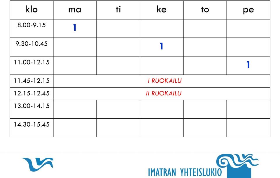 15 1 11.45-12.15 I RUOKAILU 12.