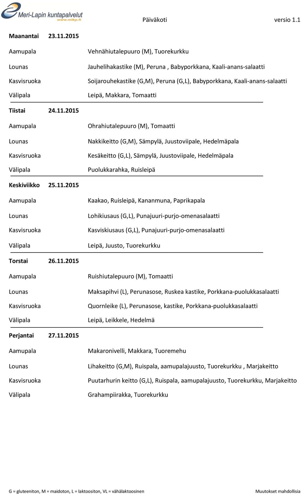 Tomaatti Tiistai 24.11.