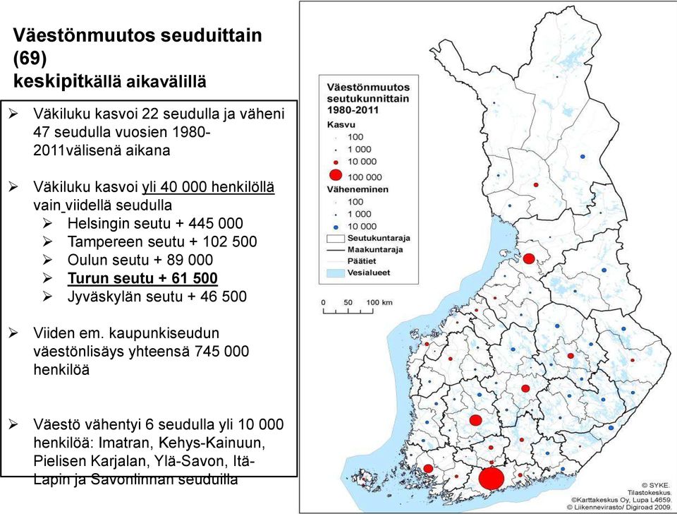 102 500 Oulun seutu + 89 000 Turun seutu + 61 500 Jyväskylän seutu + 46 500 Viiden em.