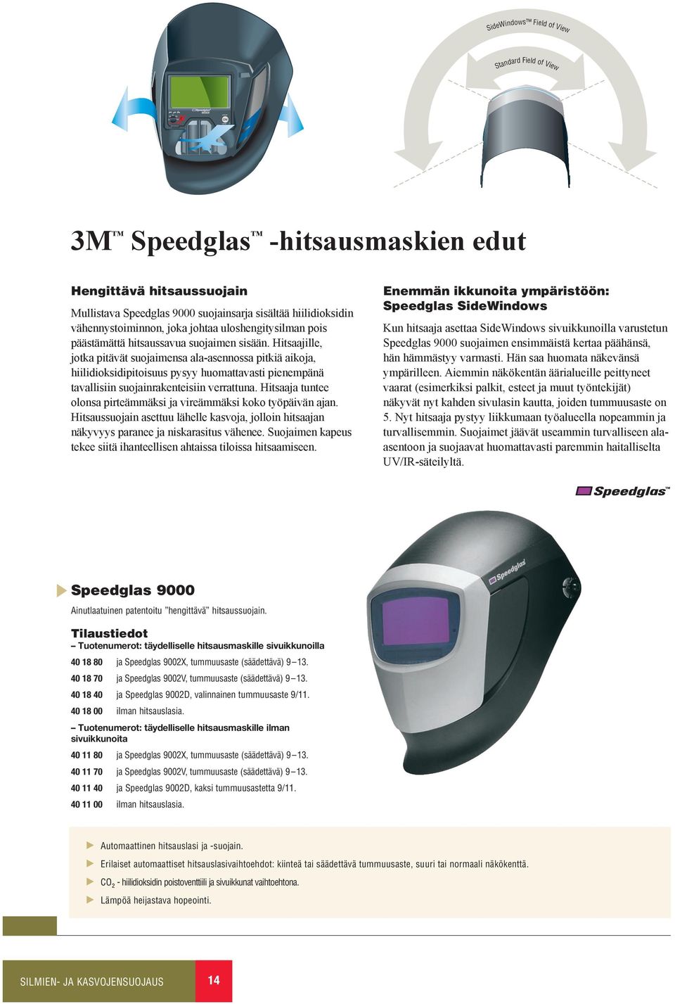 Hitsaajille, jotka pitävät suojaimensa ala-asennossa pitkiä aikoja, hiilidioksidipitoisuus pysyy huomattavasti pienempänä tavallisiin suojainrakenteisiin verrattuna.