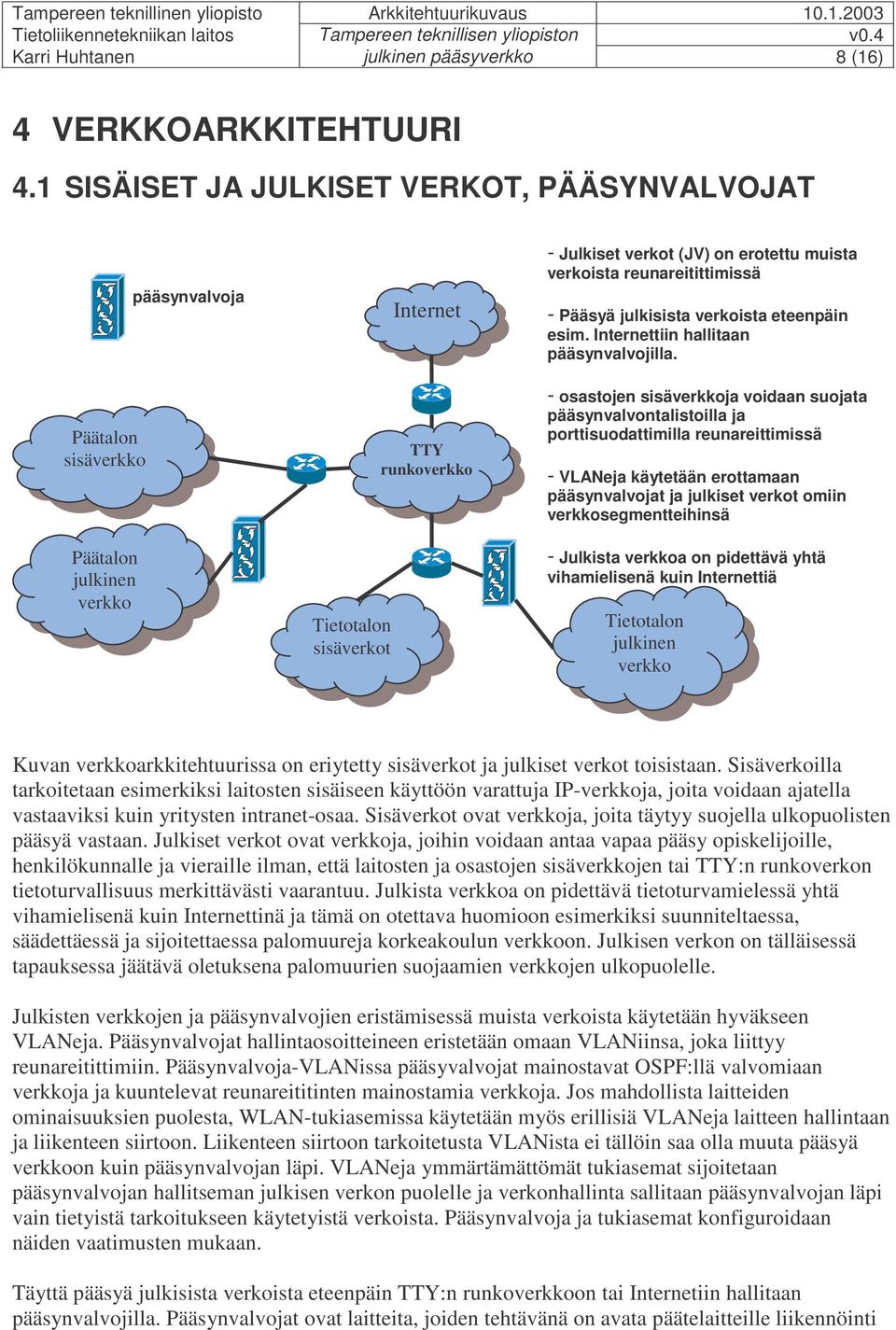 verkoista reunareitittimissä - Pääsyä julkisista verkoista eteenpäin esim. Internettiin hallitaan pääsynvalvojilla.