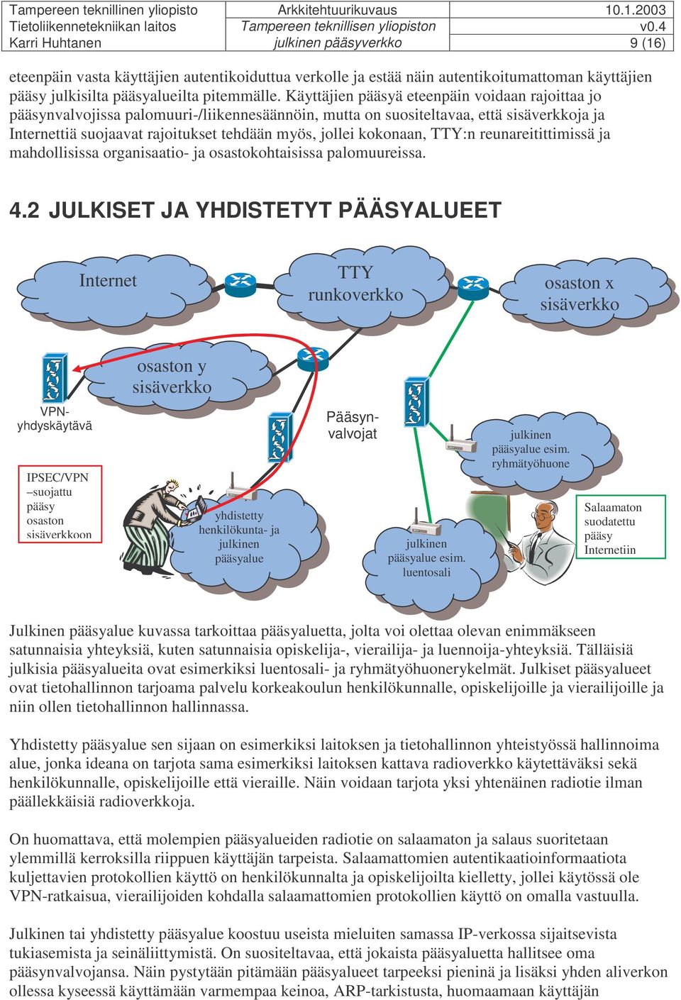 kokonaan, TTY:n reunareitittimissä ja mahdollisissa organisaatio- ja osastokohtaisissa palomuureissa. 4.