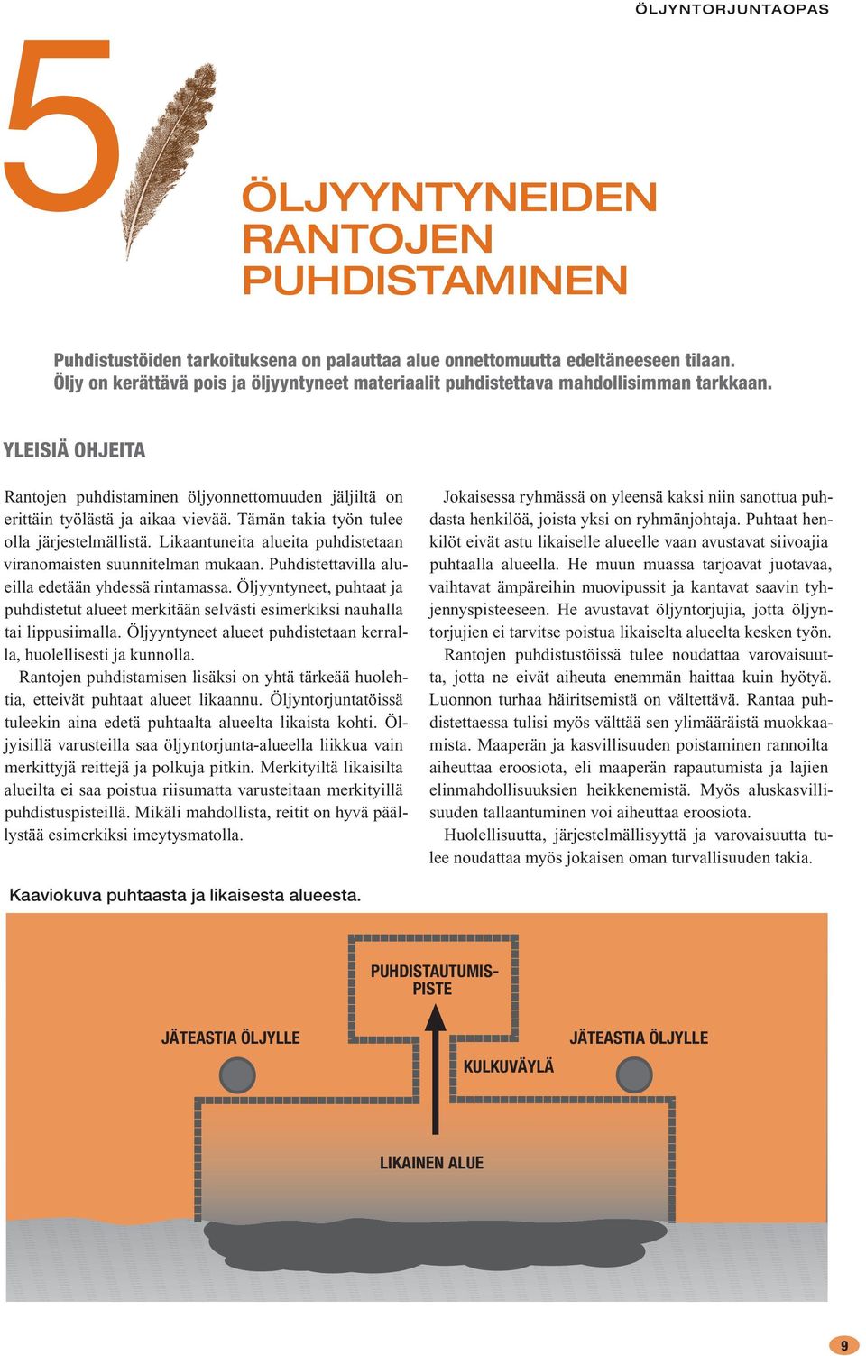 Tämän takia työn tulee olla järjestelmällistä. Likaantuneita alueita puhdistetaan viranomaisten suunnitelman mukaan. Puhdistettavilla alueilla edetään yhdessä rintamassa.