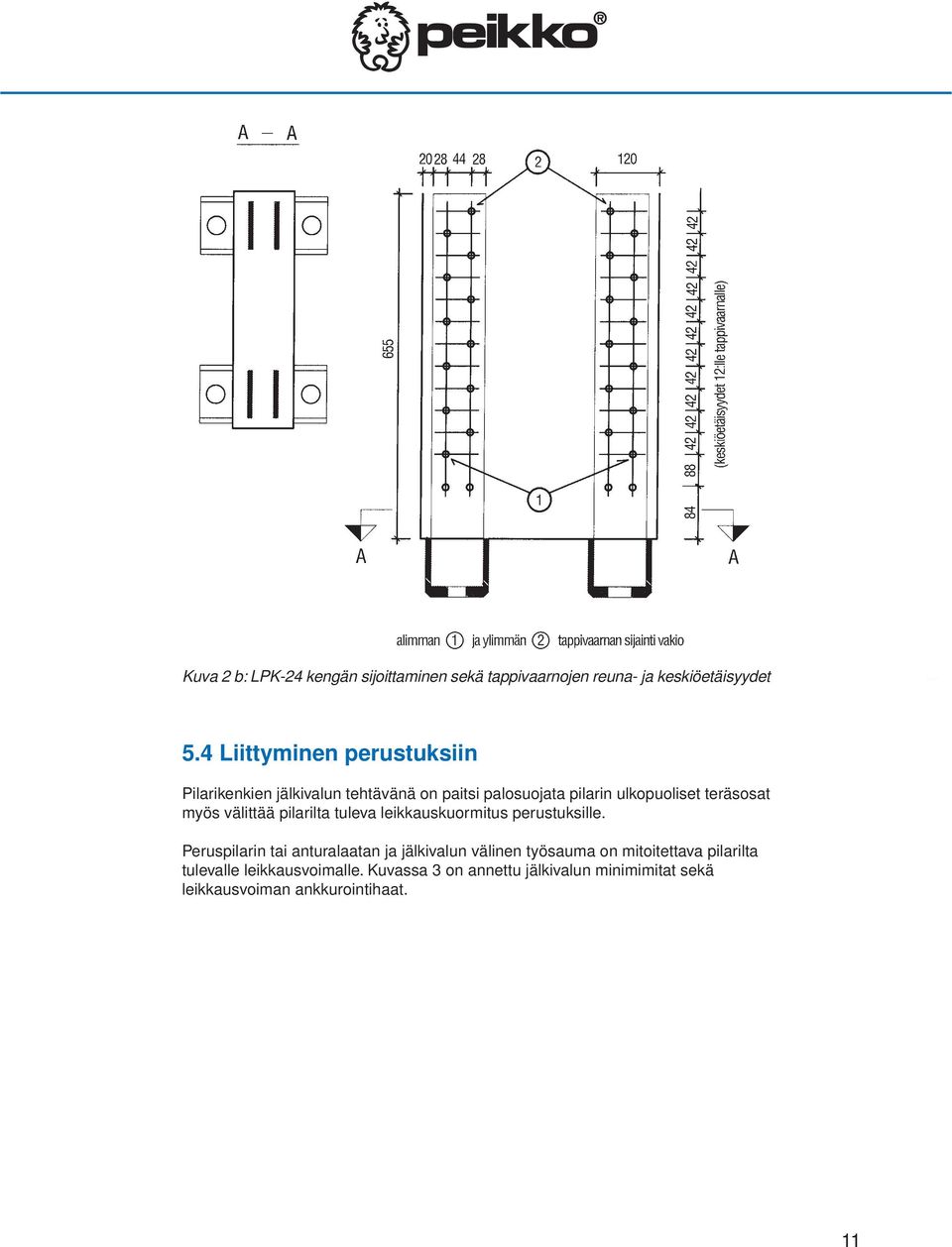 myös välittää pilarilta tuleva leikkauskuormitus perustuksille.