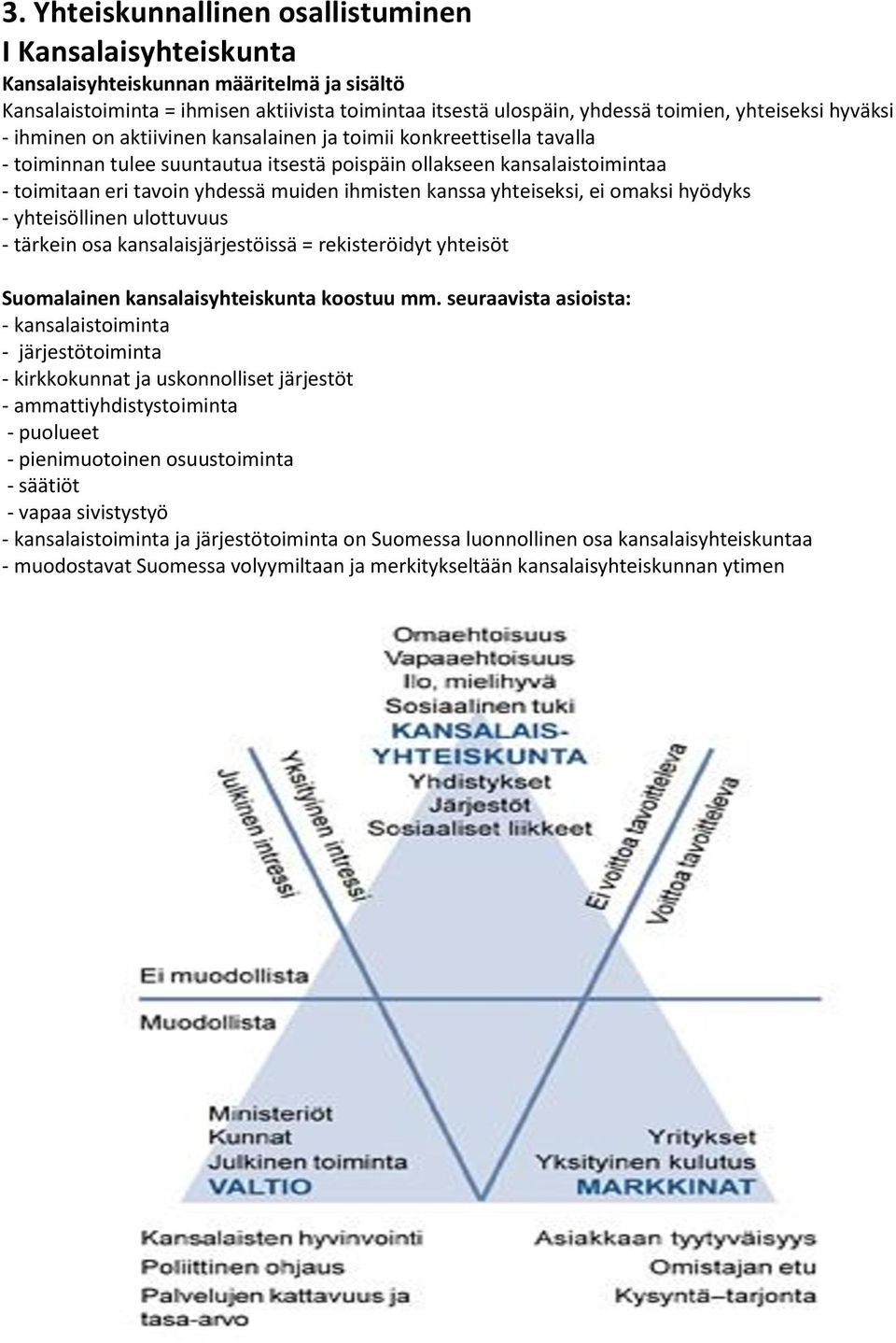kanssa yhteiseksi, ei omaksi hyödyks - yhteisöllinen ulottuvuus - tärkein osa kansalaisjärjestöissä = rekisteröidyt yhteisöt Suomalainen kansalaisyhteiskunta koostuu mm.