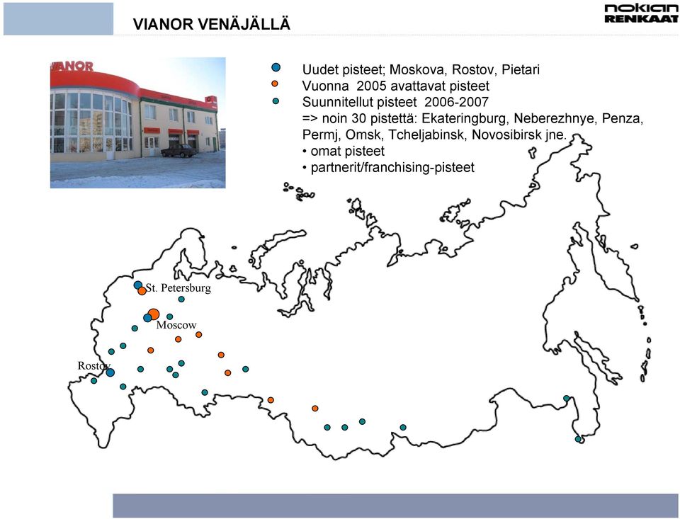 Ekateringburg, Neberezhnye, Penza, Permj, Omsk, Tcheljabinsk,