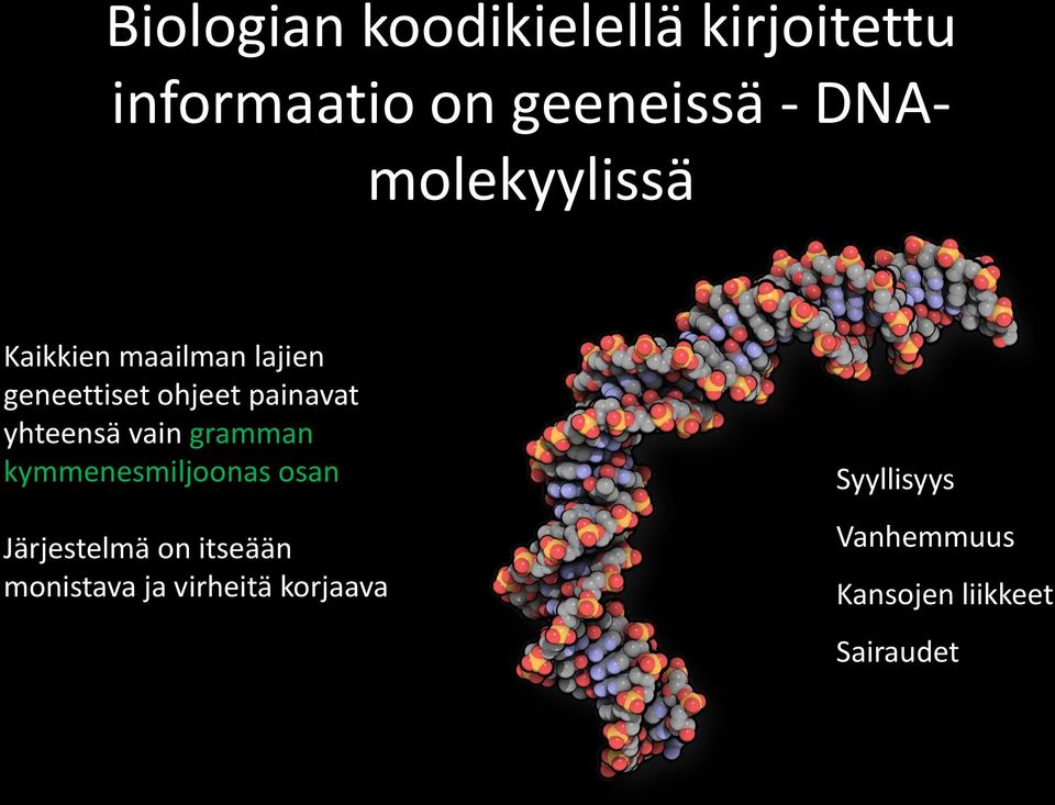 yhteensä vain gramman kymmenesmiljoonas osan Järjestelmä on itseään