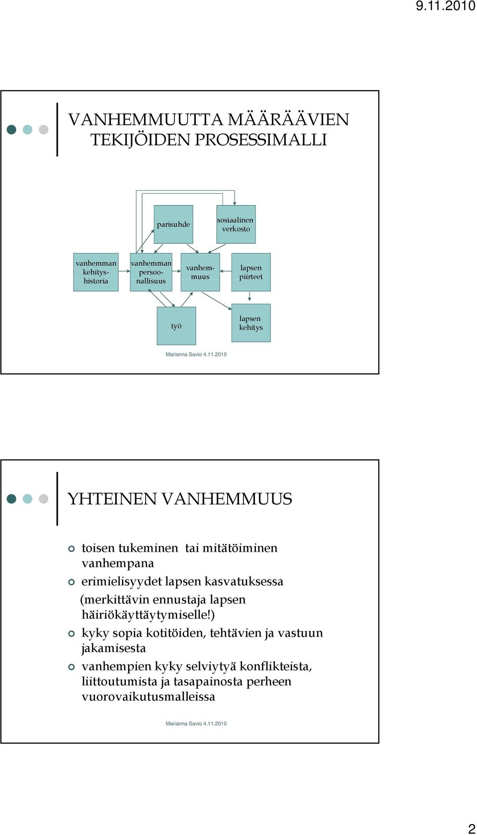 vanhempana erimielisyydet lapsen kasvatuksessa (merkittävin ennustaja lapsen häiriökäyttäytymiselle!