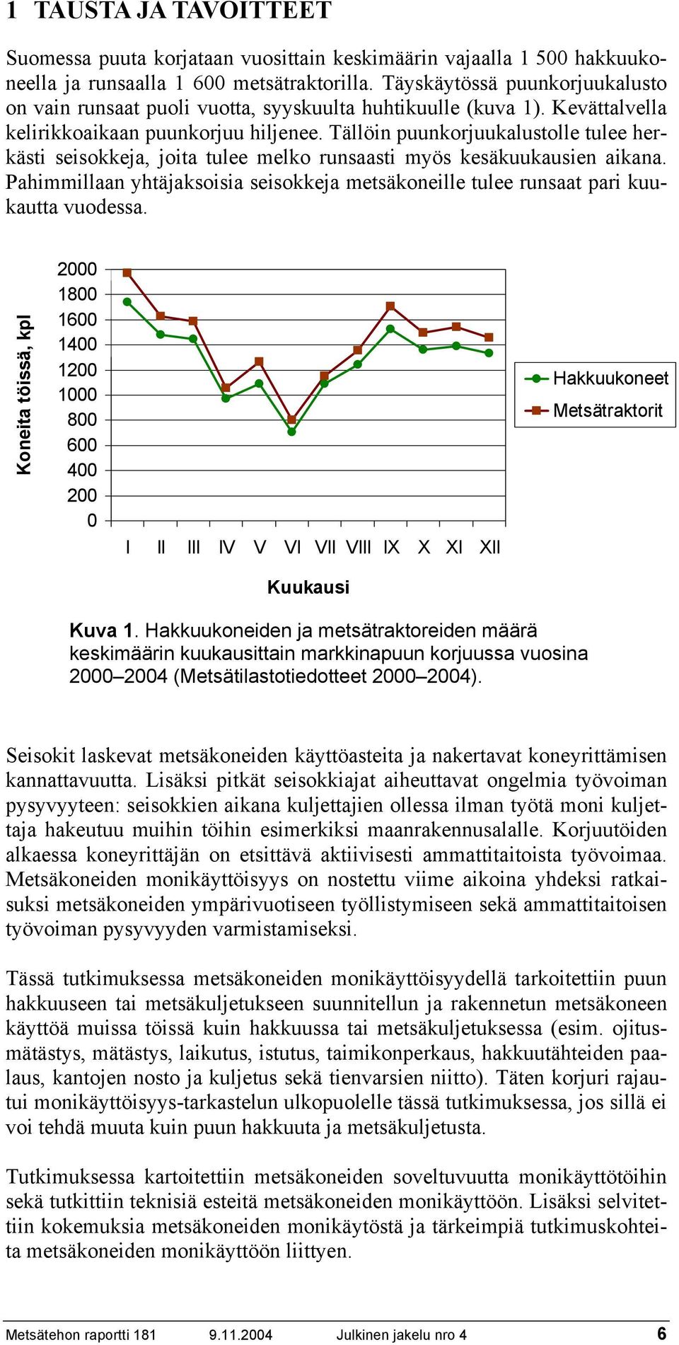 Tällöin puunkorjuukalustolle tulee herkästi seisokkeja, joita tulee melko runsaasti myös kesäkuukausien aikana.