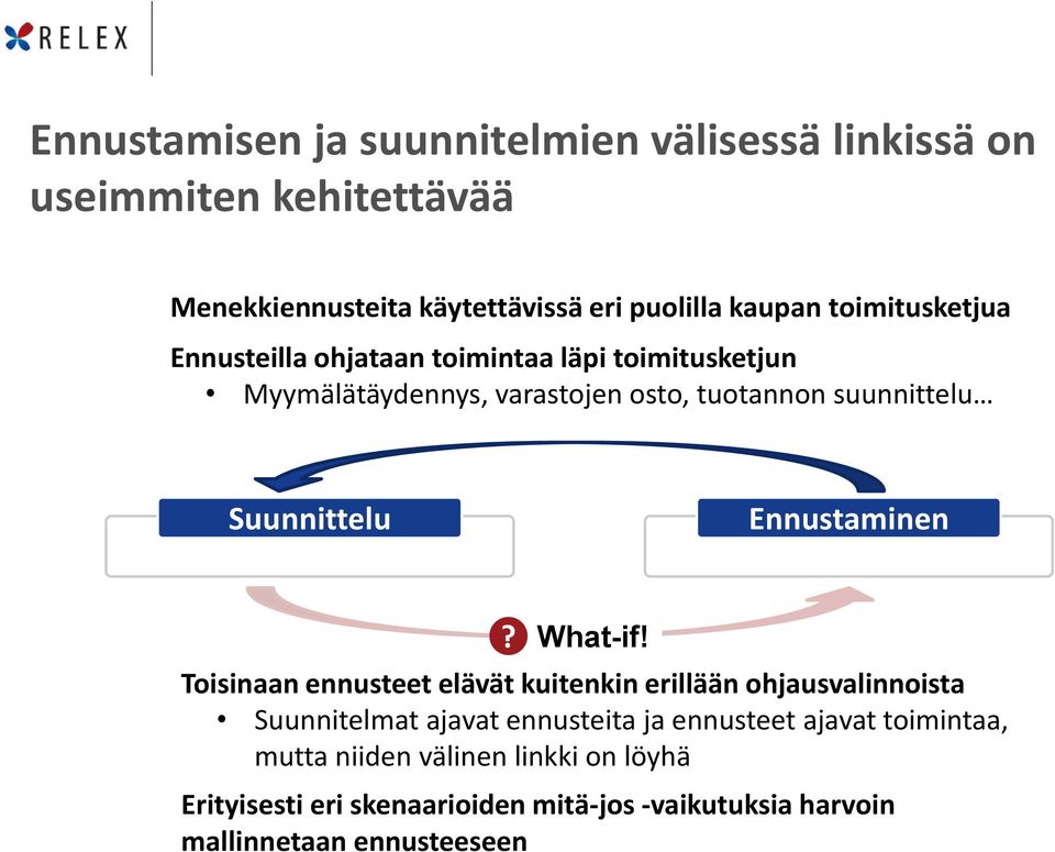 Suunnittelu Ennustaminen? What-if!