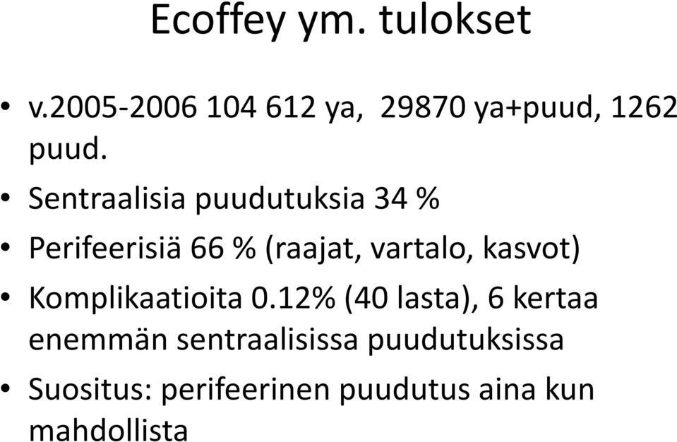 kasvot) Komplikaatioita 0.