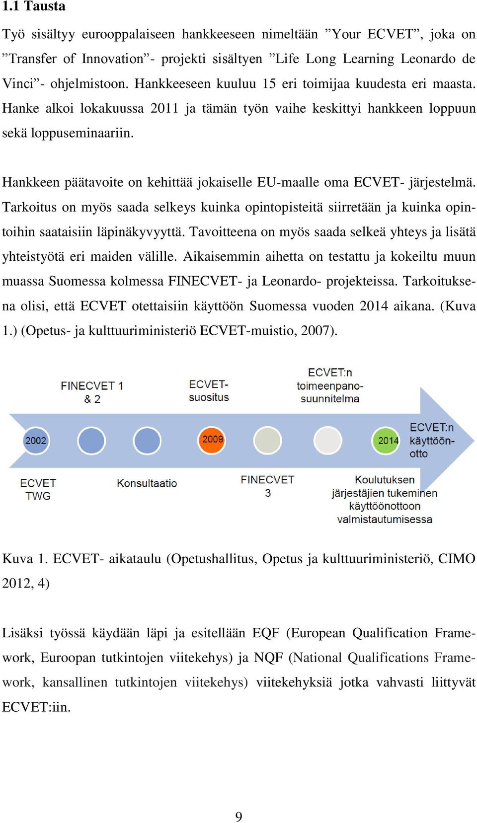 Hankkeen päätavoite on kehittää jokaiselle EU-maalle oma ECVET- järjestelmä. Tarkoitus on myös saada selkeys kuinka opintopisteitä siirretään ja kuinka opintoihin saataisiin läpinäkyvyyttä.