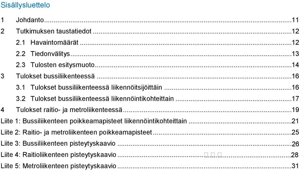 ..17 4 Tulokset raitio- ja metroliikenteessä...19 Liite 1: Bussiliikenteen pisteet liikennöintikohteittain.