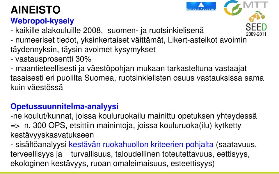 Opetussuunnitelma-analyysi -ne koulut/kunnat, joissa kouluruokailu mainittu opetuksen yhteydessä => n.