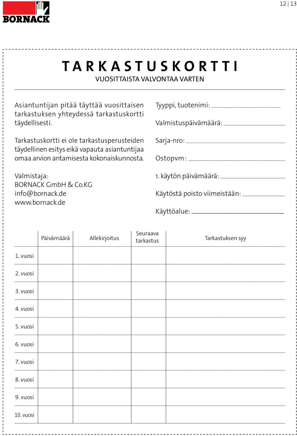 Tarkastuskortti ei ole tarkastusperusteiden täydellinen esitys eikä vapauta asiantuntijaa omaa arvion antamisesta kokonaiskunnosta.