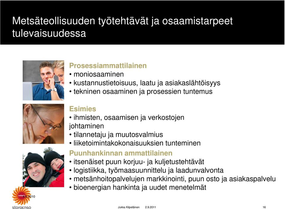 muutosvalmius liiketoimintakokonaisuuksien tunteminen Puunhankinnan ammattilainen itsenäiset puun korjuu- ja kuljetustehtävät logistiikka,