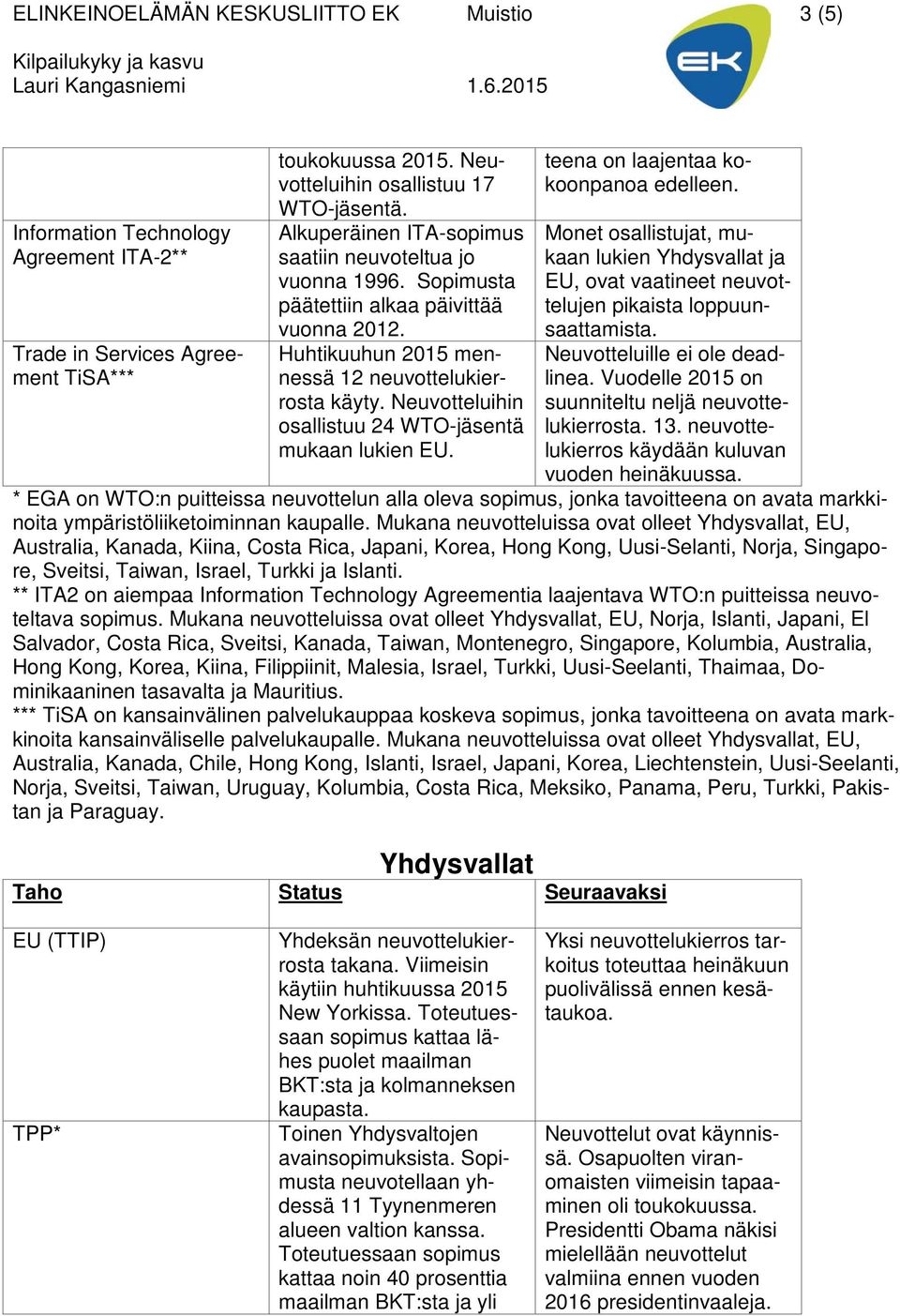 Neuvotteluihin osallistuu 24 WTO-jäsentä mukaan lukien EU. teena on laajentaa kokoonpanoa edelleen.