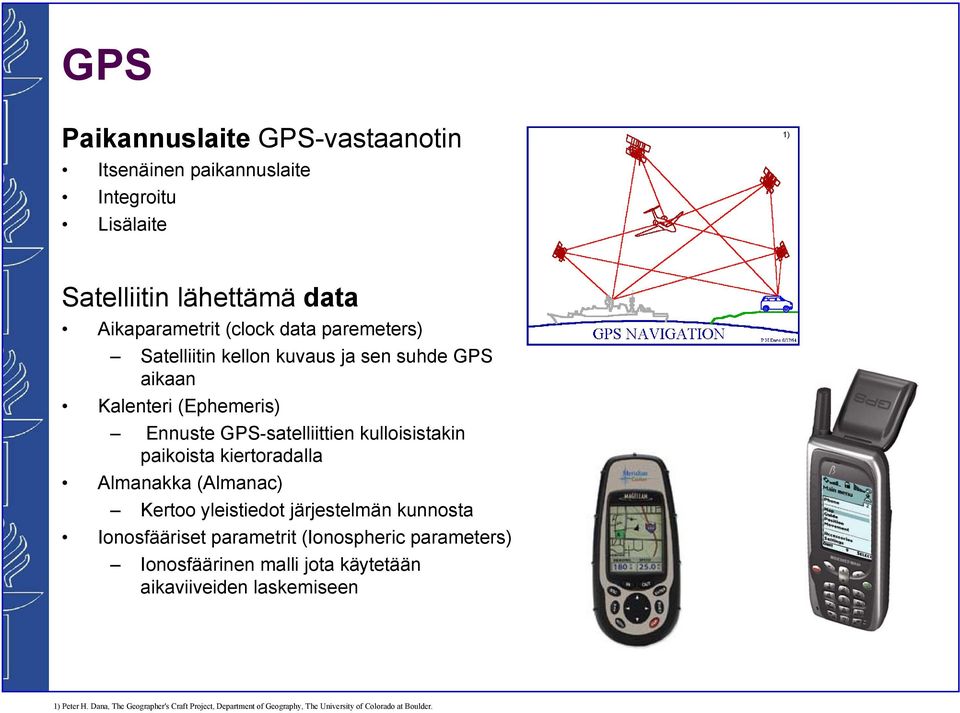 kiertoradalla Almanakka (Almanac) Kertoo yleistiedot järjestelmän kunnosta Ionosfääriset parametrit (Ionospheric parameters) Ionosfäärinen