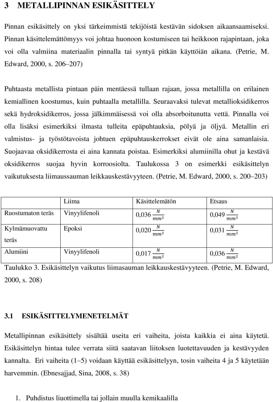 206 207) Puhtaasta metallista pintaan päin mentäessä tullaan rajaan, jossa metallilla on erilainen kemiallinen koostumus, kuin puhtaalla metallilla.
