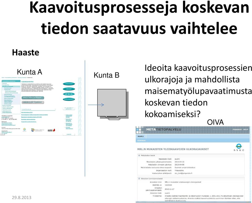 kaavoitusprosessien ulkorajoja ja mahdollista