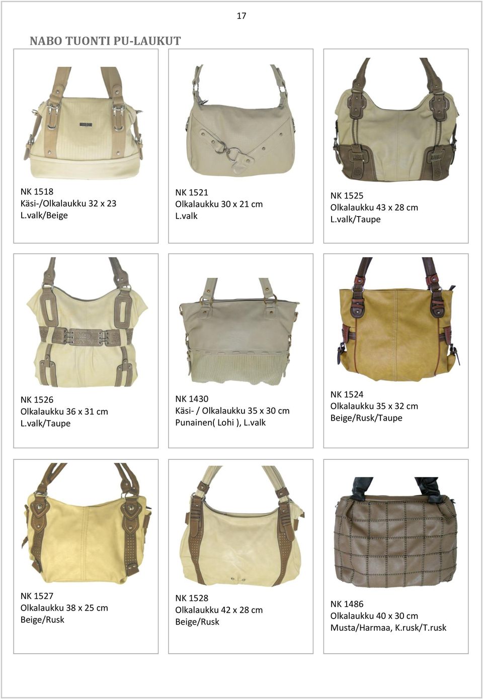 valk/Taupe NK 1430 Käsi- / Olkalaukku 35 x 30 cm Punainen( Lohi ), L.