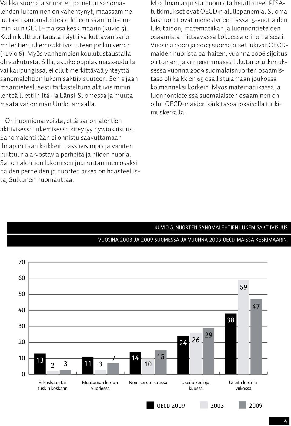 Sillä, asuiko oppilas maaseudulla vai kaupungissa, ei ollut merkittävää yhteyttä sanomalehtien lukemisaktiivisuuteen.