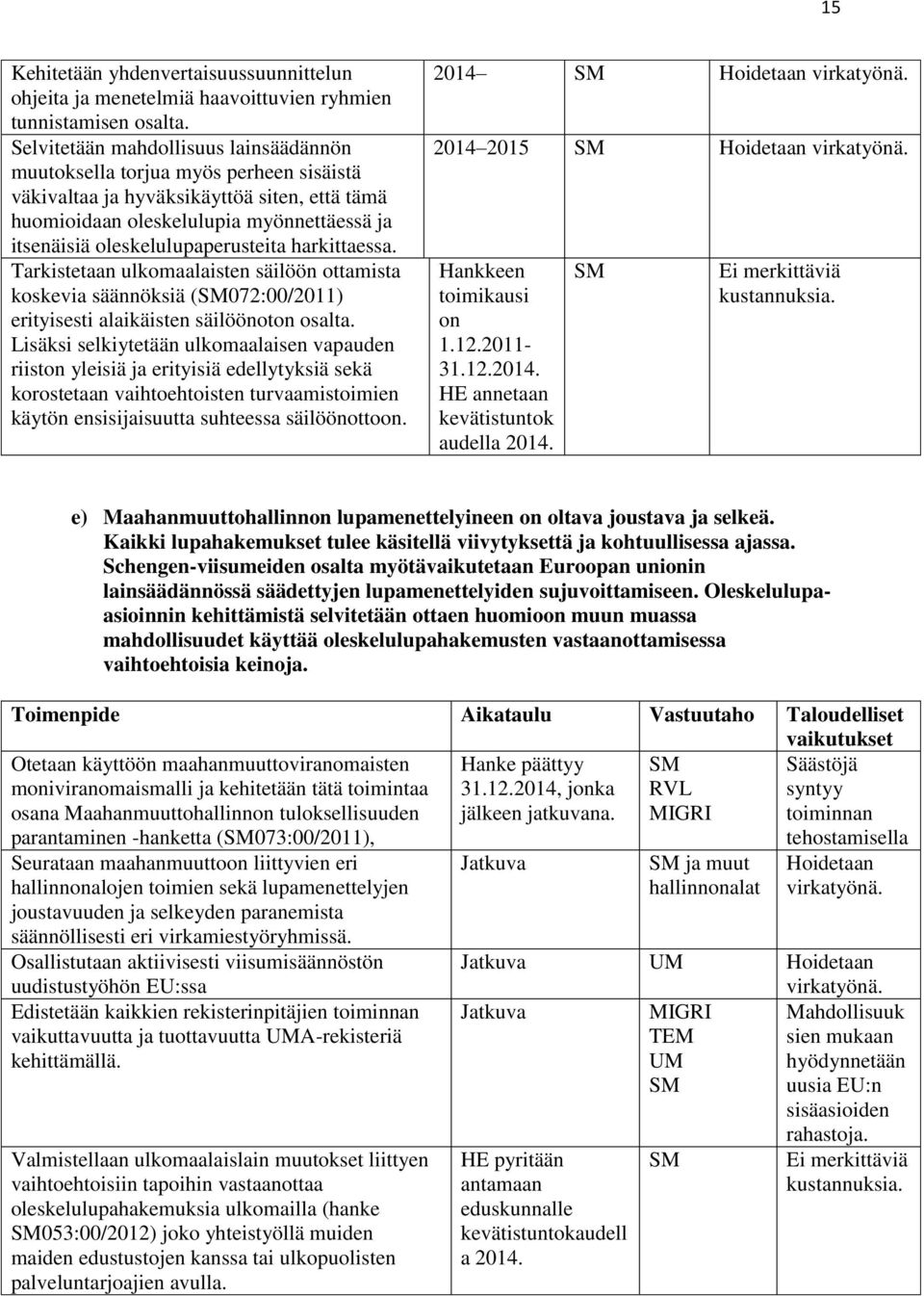 oleskelulupaperusteita harkittaessa. Tarkistetaan ulkomaalaisten säilöön ottamista koskevia säännöksiä (072:00/2011) erityisesti alaikäisten säilöönoton osalta.