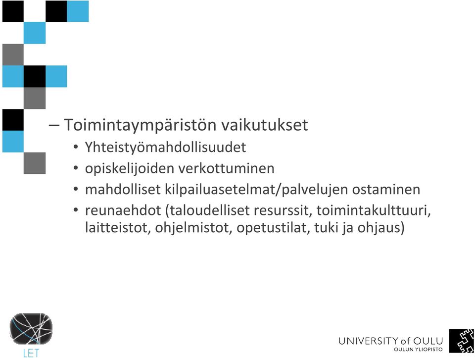 kilpailuasetelmat/palvelujen ostaminen reunaehdot