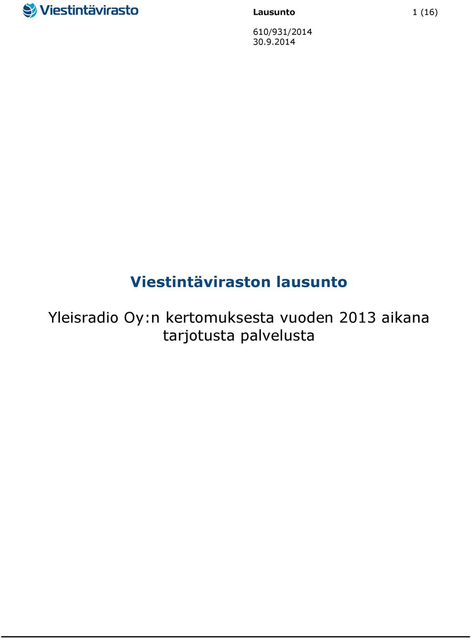 Yleisradio Oy:n