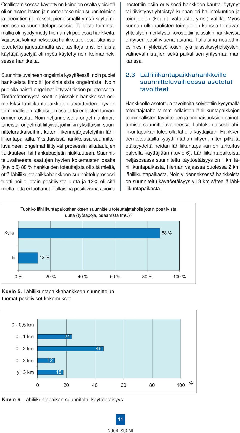 Erilaisia käyttäjäkyselyjä oli myös käytetty noin kolmanneksessa hankkeita. Suunnitteluvaiheen ongelmia kysyttäessä, noin puolet hankkeista ilmoitti jonkinlaisista ongelmista.