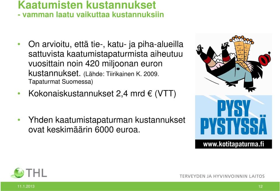 miljoonan euron kustannukset. (Lähde: Tiirikainen K. 2009.