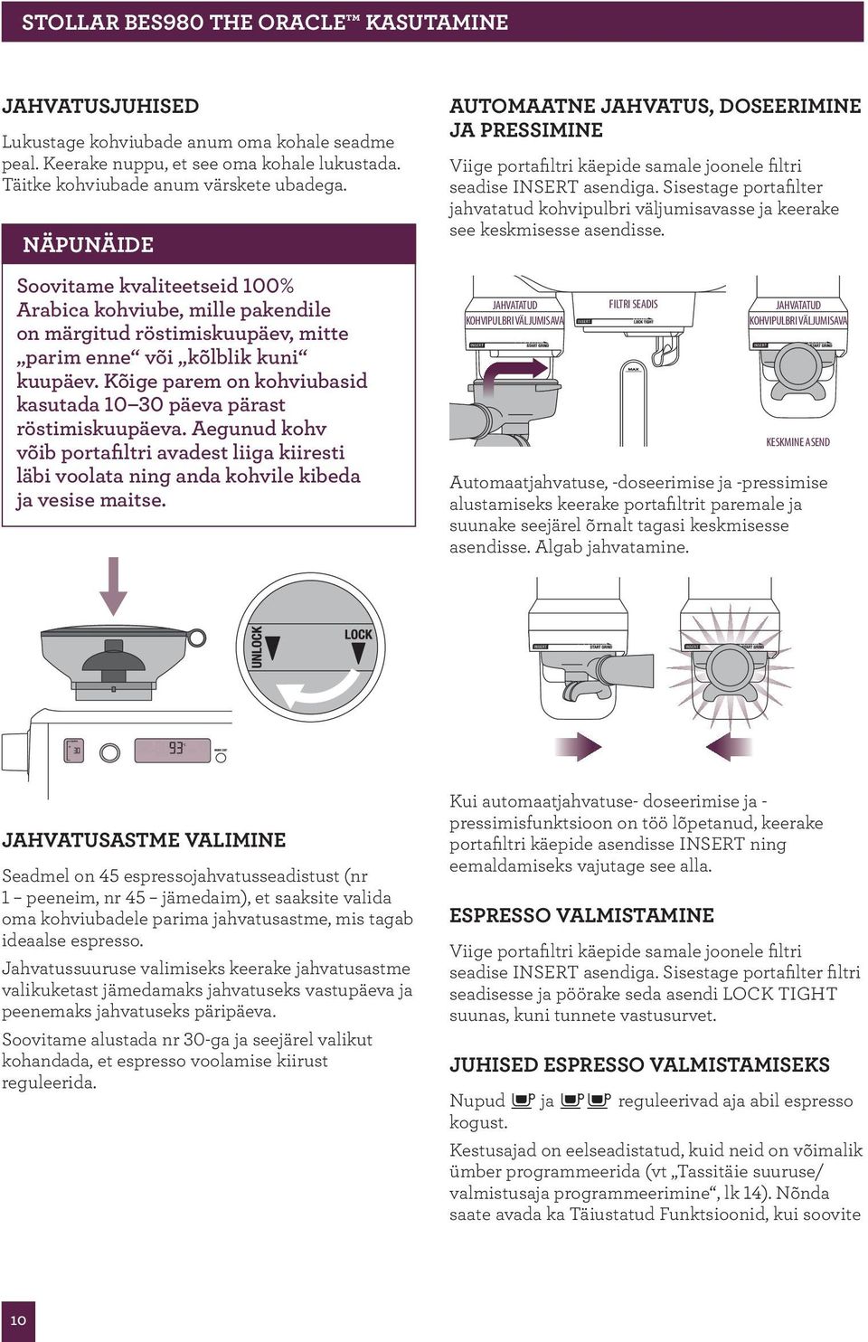 Kõige parem on kohviubasid kasutada 10 30 päeva pärast röstimiskuupäeva. Aegunud kohv võib portafiltri avadest liiga kiiresti läbi voolata ning anda kohvile kibeda ja vesise maitse.